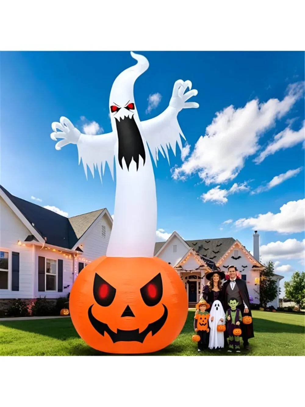 Super Giant 20 FT Halloween Inflatables Pumpkin Ghost Outdoor Decorations